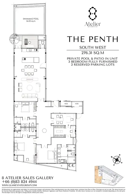 8 Atelier Residence — Пентхаус · 276,3 м² · приватный бассейн и патио, Банг Тао и Лагуна, Пхукет
