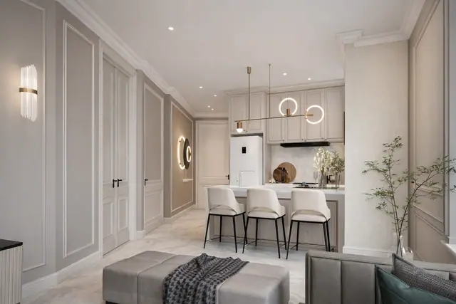 8 Atelier Residence — Гостиная — вариант отделки, Банг Тао и Лагуна, Пхукет
