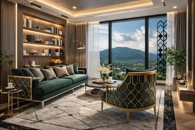 8 Atelier Residence — Гостиная — вариант отделки, Банг Тао и Лагуна, Пхукет