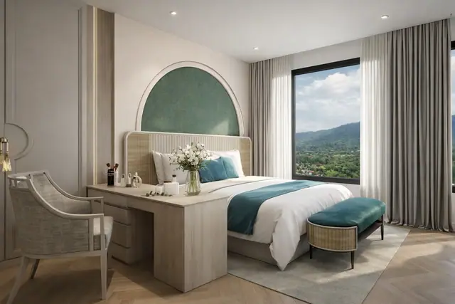 8 Atelier Residence — Спальня с рабочим местом — вариант отделки, Банг Тао и Лагуна, Пхукет