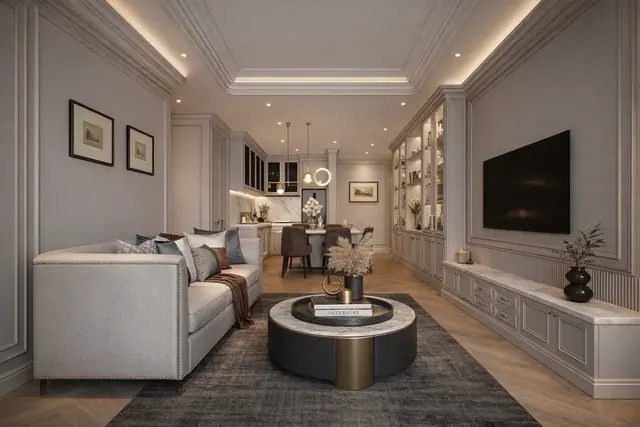 8 Atelier Residence — Гостиная — вариант отделки, Банг Тао и Лагуна, Пхукет