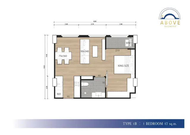 Above Element — 1 спальня · 47 м² (тип 1B), Банг Тао и Лагуна, Пхукет