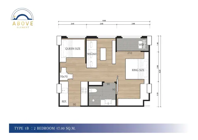 Above Element — 2 спальни · 47 м² (тип 1B), Банг Тао и Лагуна, Пхукет