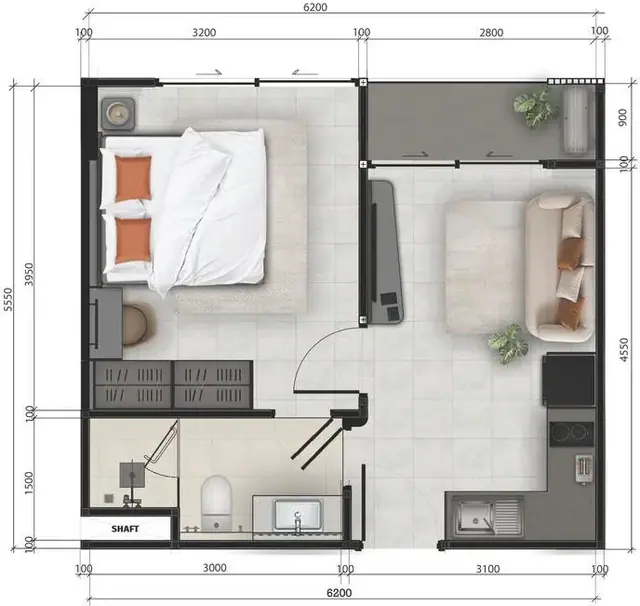 Aceller Hotel & Residence — 1 спальня · 34.5 м², Чалонг, Пхукет