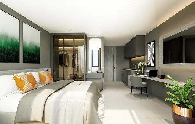 Aceller Hotel & Residence — Студия: кровать, гардероб и рабочее место, Чалонг, Пхукет