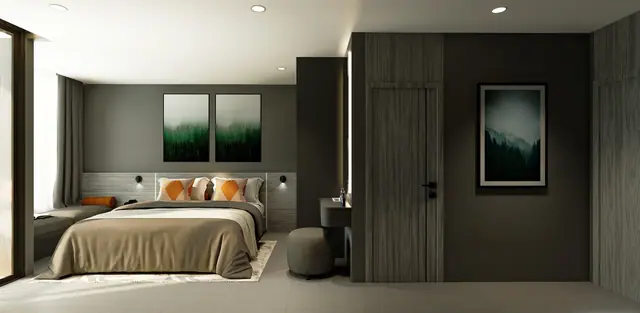 Aceller Hotel & Residence — Студия: спальная зона у входа, Чалонг, Пхукет