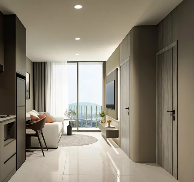 Aceller Hotel & Residence — Прихожая с видом на гостиную · 1 спальня, Чалонг, Пхукет