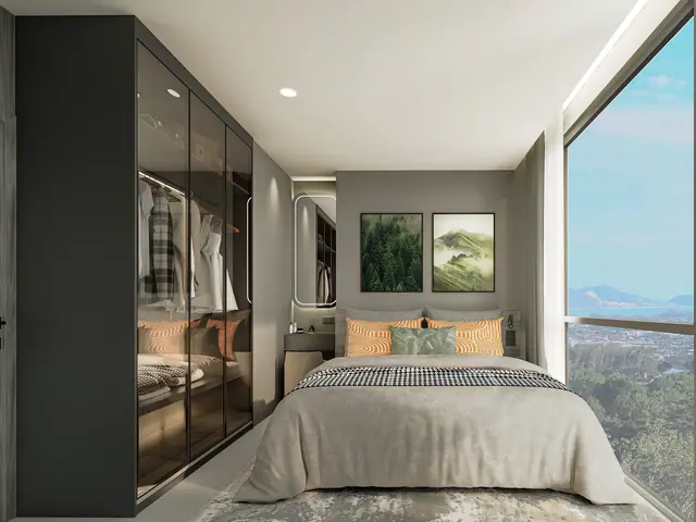 Aceller Hotel & Residence — Спальня с угловым панорамным окном, Чалонг, Пхукет