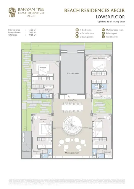 Aegir Banyan Tree Beach Residences — Нижний уровень · 4 спальни с ванными + многофункциональная комната, Банг Тао и Лагуна, Пхукет