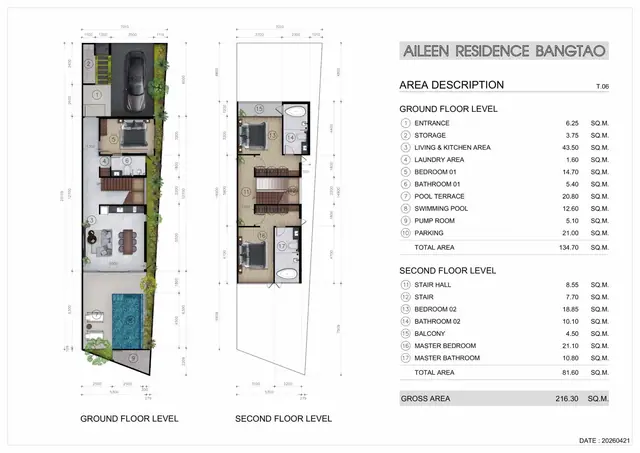 Aileen Residence Bangtao — Таунхаус T.06 — 3 спальни · 216 м², Банг Тао и Лагуна, Пхукет