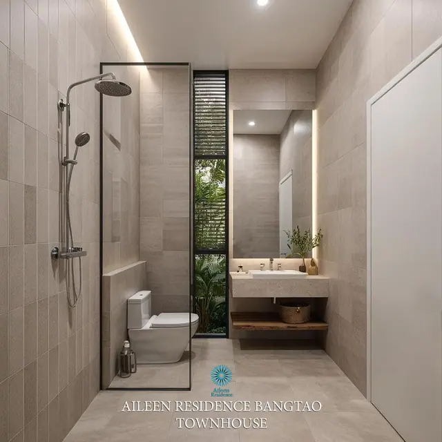 Aileen Residence Bangtao — Душевая с окном, Банг Тао и Лагуна, Пхукет