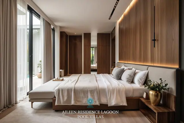 Aileen Residence Lagoon — Спальня с ТВ, вилла, Лаян, Пхукет