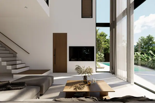 Aileen Villas Layan — Гостиная с видом на бассейн, Лаян, Пхукет