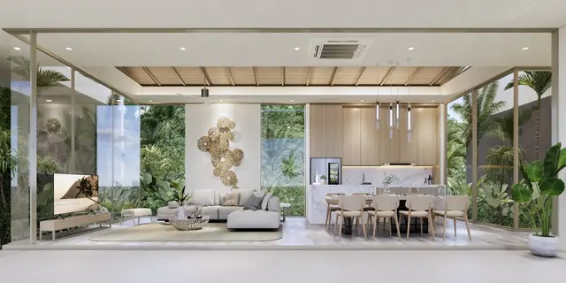 Amrits Luxury Villas — Гостиная с декоративным панно, Най Янг и Май Као, Пхукет