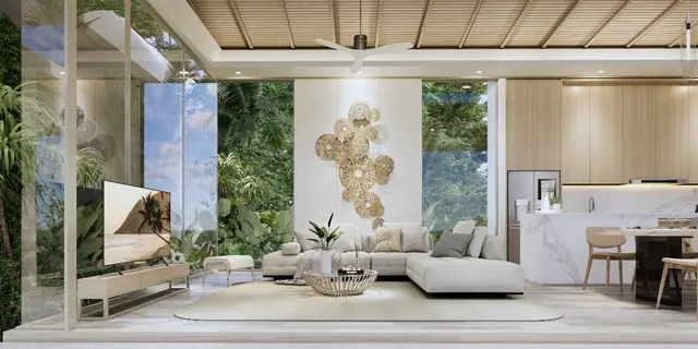 Amrits Luxury Villas — Гостиная со столовой и кухней, Най Янг и Май Као, Пхукет