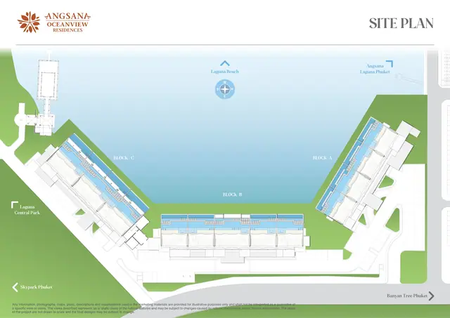 Angsana Oceanview Residences — Генплан: блоки A, B и C вдоль лагуны, Банг Тао и Лагуна, Пхукет