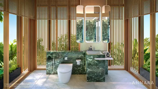 Annara Residences — Ванная с зелёным мрамором, Банг Тао и Лагуна, Пхукет