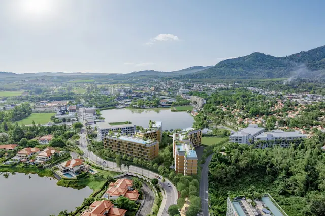 Aster Laguna Lake Residences — Район и горы с высоты, Банг Тао и Лагуна, Пхукет