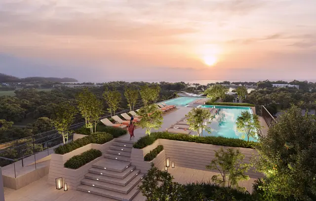 Aster Laguna Lake Residences — Терраса у бассейна на закате, Банг Тао и Лагуна, Пхукет