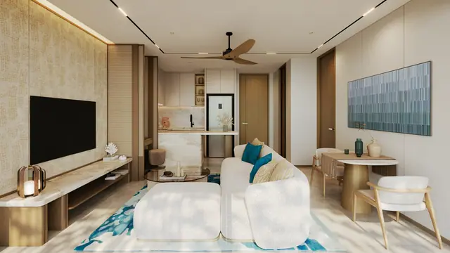 Aster Laguna Lake Residences — Гостиная с зоной ТВ, Банг Тао и Лагуна, Пхукет
