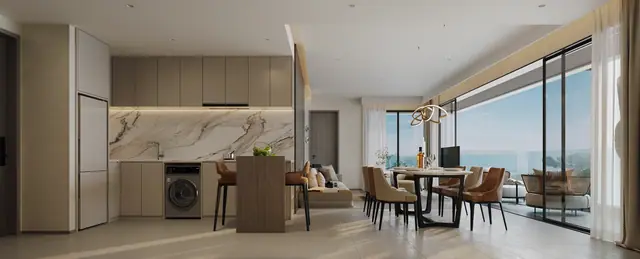 AYANA Heights Seaview Residences — Кухня-гостиная · 3 спальни (тип D), Лаян, Пхукет