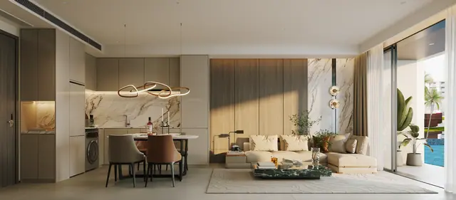AYANA Heights Seaview Residences — Кухня-гостиная · 1 спальня (тип B2), Лаян, Пхукет