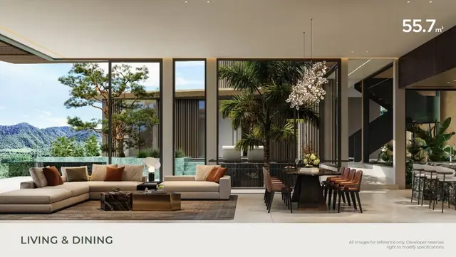 AYANA Soluna Villas — Гостиная-столовая, тип D, Банг Тао и Лагуна, Пхукет