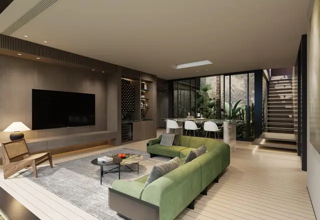 AYANA Soluna Villas — Гостиная с ТВ, тип D, Банг Тао и Лагуна, Пхукет