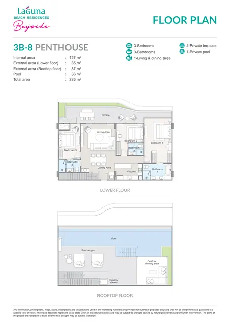 Bayside Laguna Beach Residences — 3 спальни · Пентхаус · 285 м², Банг Тао и Лагуна, Пхукет