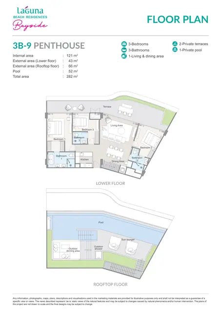 Bayside Laguna Beach Residences — 3 спальни · Пентхаус · 282 м², Банг Тао и Лагуна, Пхукет