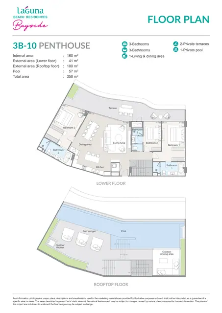 Bayside Laguna Beach Residences — 3 спальни · Пентхаус · 358 м², Банг Тао и Лагуна, Пхукет