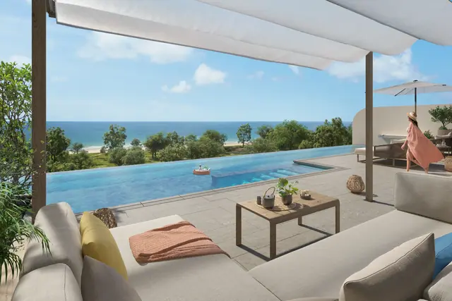 Bayside Laguna Beach Residences — Пентхаус — гостиная выходит на бассейн и залив, Банг Тао и Лагуна, Пхукет