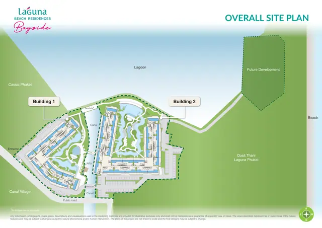 Bayside Laguna Beach Residences — Генплан Bayside: два корпуса, каналы, выход к пляжу, Банг Тао и Лагуна, Пхукет