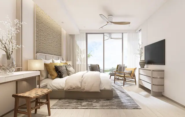Bellaguna Lake Residences — Спальня с рабочим столом и телевизором, Банг Тао и Лагуна, Пхукет