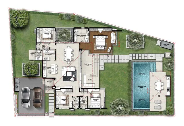 Botanica Chalong Bay — 4 спальни + сала · гараж на 2 авто, участок клиновидной формы, Чалонг, Пхукет