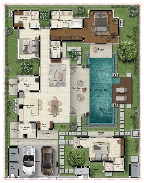 Botanica Grand Avenue — Tropical Balinese · Тип A2-B · 3 спальни, Лаян, Пхукет