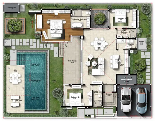 Botanica Green Boulevard — 3 спальни · 380 м², Банг Тао и Лагуна, Пхукет