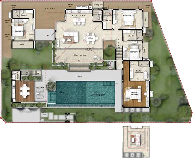 Botanica Lakeside II — Основной уровень · 4 спальни, Лаян, Пхукет