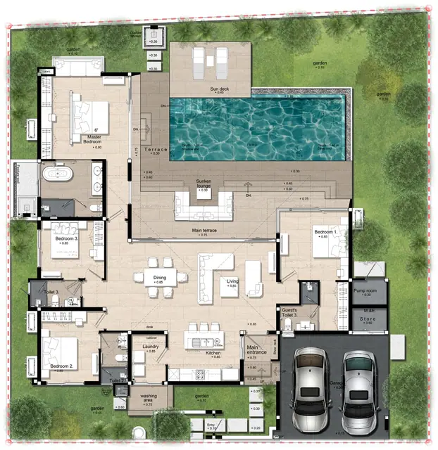 Botanica Modern Loft II — Тип C · 4 спальни · 360 м², Банг Тао и Лагуна, Пхукет