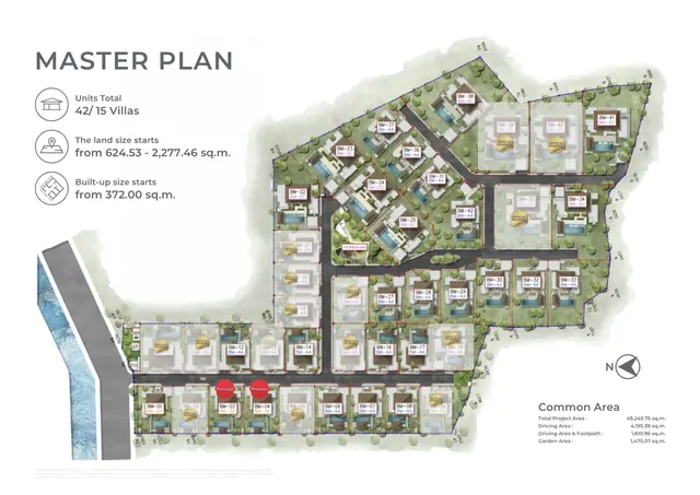 Botanica Montazure — Генплан: 42 виллы, участки от 624 м², Камала и Сурин, Пхукет