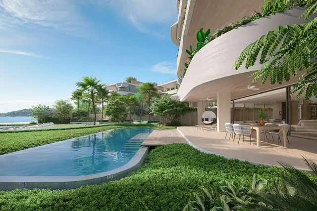 Oceanus Banyan Tree Beach Residences — Бассейн и лужайка у корпуса, Банг Тао и Лагуна, Пхукет