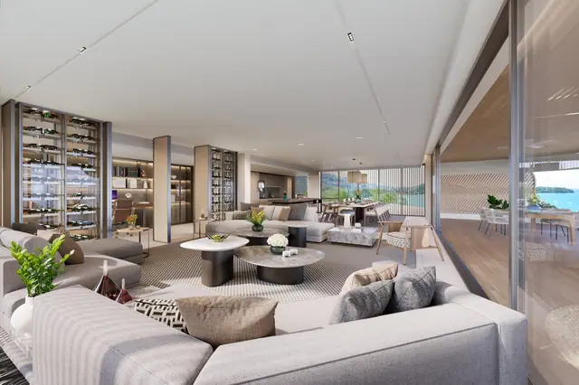 Oceanus Banyan Tree Beach Residences — Гостиная с видом на море, Банг Тао и Лагуна, Пхукет
