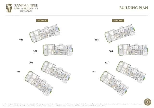 Oceanus Banyan Tree Beach Residences — План застройки — 2-й и 3-й этажи, Банг Тао и Лагуна, Пхукет