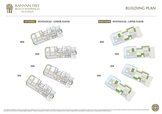 Oceanus Banyan Tree Beach Residences — План застройки — 4-й этаж и кровля (пентхаусы), Банг Тао и Лагуна, Пхукет