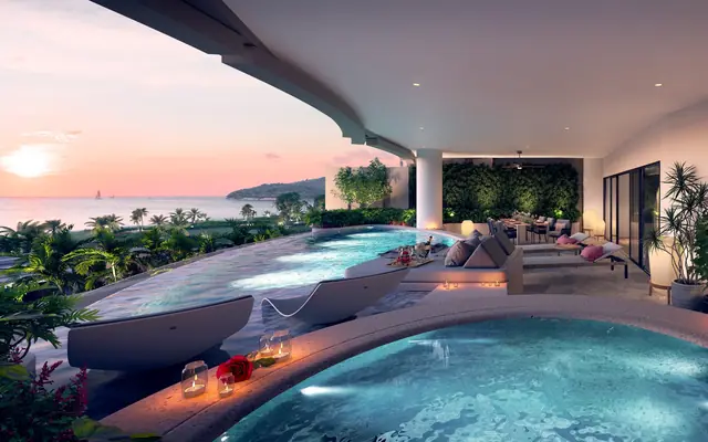 Sirena Banyan Tree Beach Residences — Тип B: бассейн у террасы, сумерки, Банг Тао и Лагуна, Пхукет