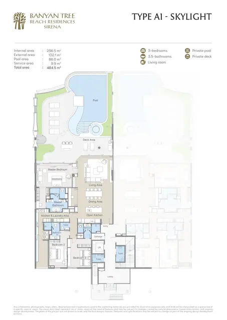 Sirena Banyan Tree Beach Residences — Тип A1 Skylight · 3 спальни · 484,5 м², Банг Тао и Лагуна, Пхукет