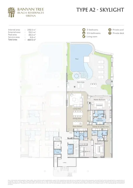 Sirena Banyan Tree Beach Residences — Тип A2 Skylight · 3 спальни · 484,5 м², Банг Тао и Лагуна, Пхукет