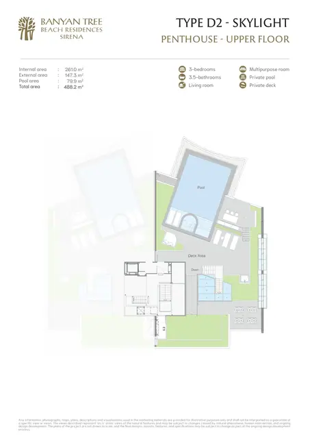 Sirena Banyan Tree Beach Residences — Тип D2 Skylight, пентхаус — верхний уровень с бассейном · 488,2 м², Банг Тао и Лагуна, Пхукет
