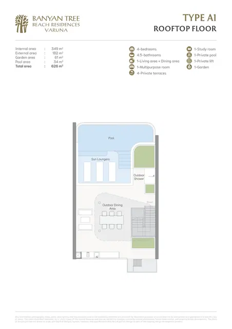 Varuna Banyan Tree Beach Residences — Тип A1 — крыша, Банг Тао и Лагуна, Пхукет