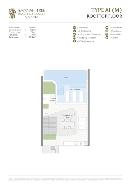 Varuna Banyan Tree Beach Residences — Тип A1 (M) — крыша, Банг Тао и Лагуна, Пхукет